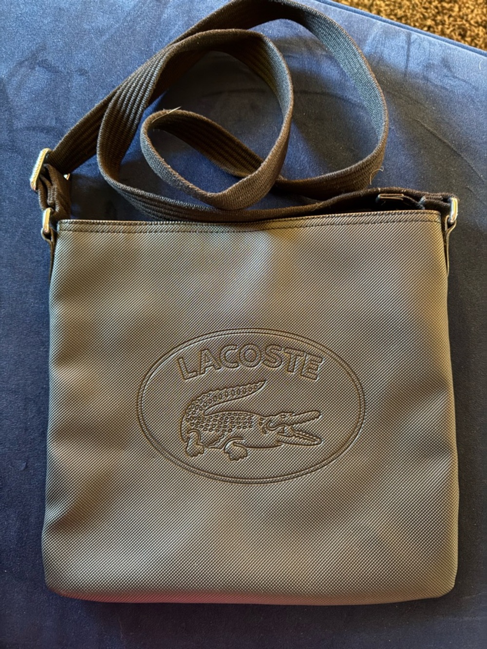 Lacoste Olive Green Crossbody Bag with Crocodile Logo